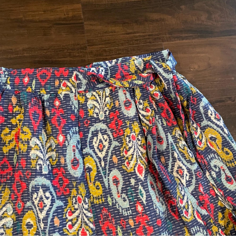 Anthropologie Edith Midi Skirt Blue Red Yellow Paisley Print Women’s Large - Picture 7 of 14